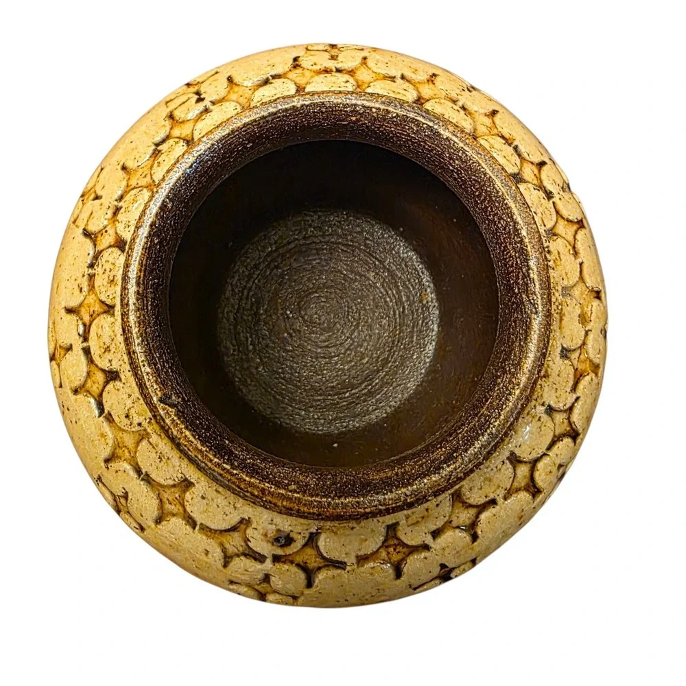 Handmade  Pottery Vase Beige & Brown‎  4